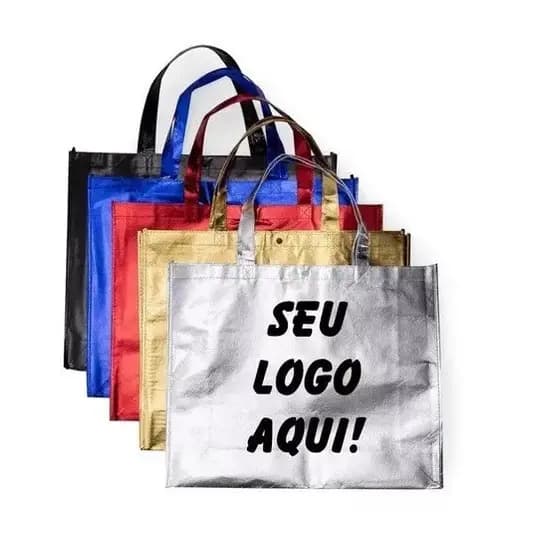 Sacola Tnt Metalizado 45x35x11 C/ Logo Kit Com 80 Unidades
