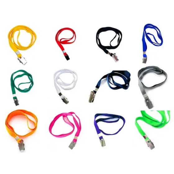 Cordão para Crachá 9mm Liso C/ Clips Jacaré Fixo | 10 unidades