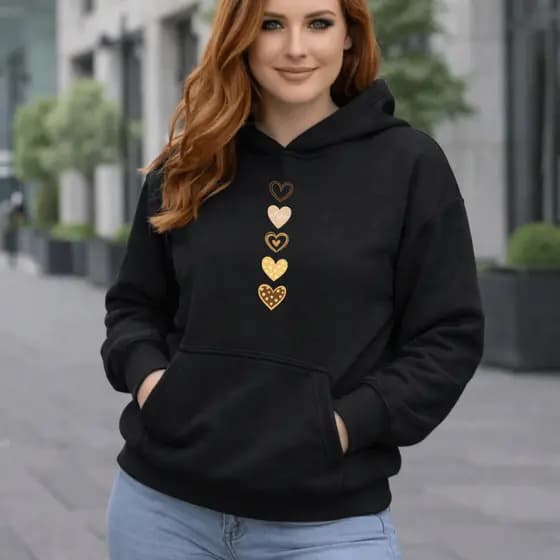 Moletom Feminino Estampado Coraçãzinhos Blusa De Frio 100% Algodão