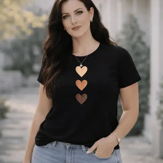 Camiseta Feminina Estampada Três Coraçao Blusa 100% Algodão