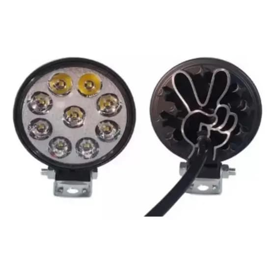 1 Mini Farol Milha Redondo Maozinha 9 Leds Bivolt 27w Caminhão Jeep Off Road Ônibus Camionete