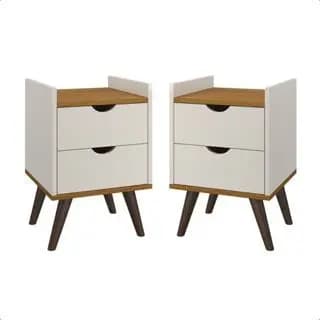 Kit Com 2 Mesas De Cabeceira Quarto 2 Gaveta Com Corrediça Telescópica Mesa Decorativa Decoração
