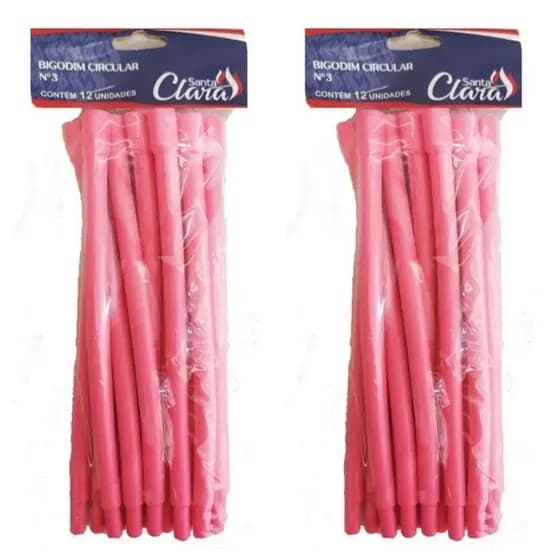 Bigodim Bigudinho Circular Nº3 Kit 24 Unids Santa Clara Na Cor Rosa