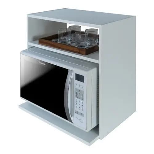 Suporte P/ Microondas C/ Nicho Em Mdf Branco 15mm Sem Fundo.