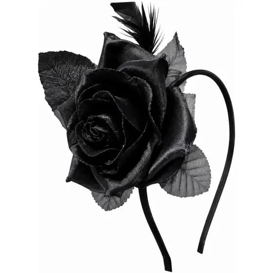 Tiara Arco Para Cabelo Flores De Rosas Preto