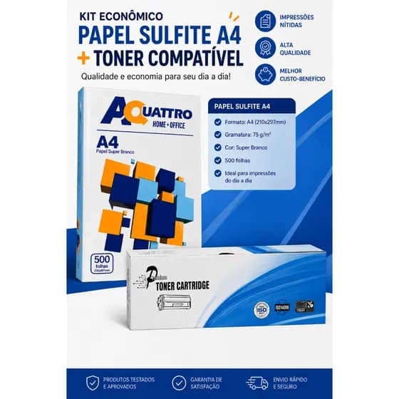 Kit Toner CB435 + Papel Sulfite Super Branco 75g A4 Com 500 Folhas