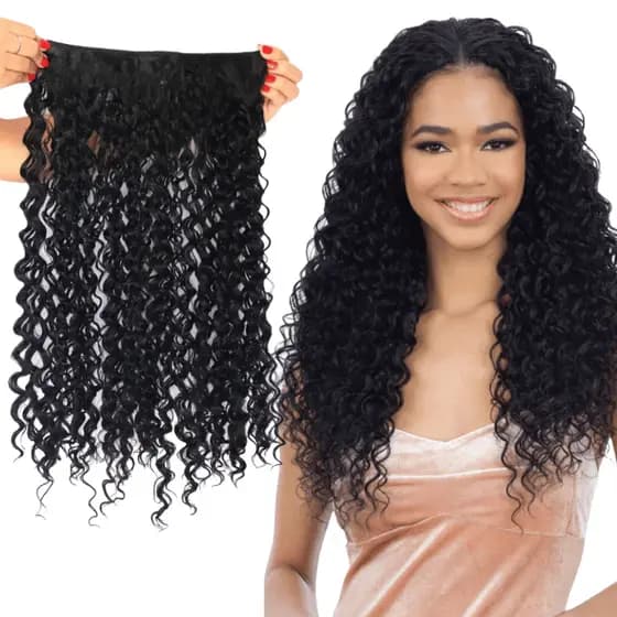 Cabelo Semelhante ao Humano Cacheado Extensão Em Fibra Orgânica Weng Com Aplique Tic Tac Para Volume - Afro