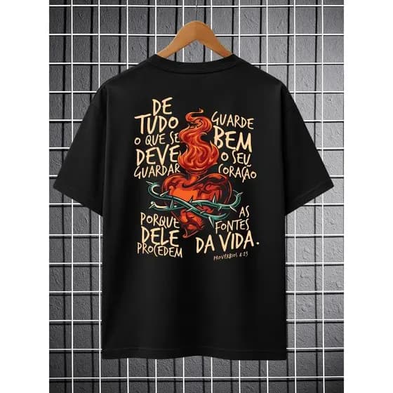 Camiseta Religiosa Cristã Passagem Biblica Biblia Coração Deus Jesus Camisa Blusa