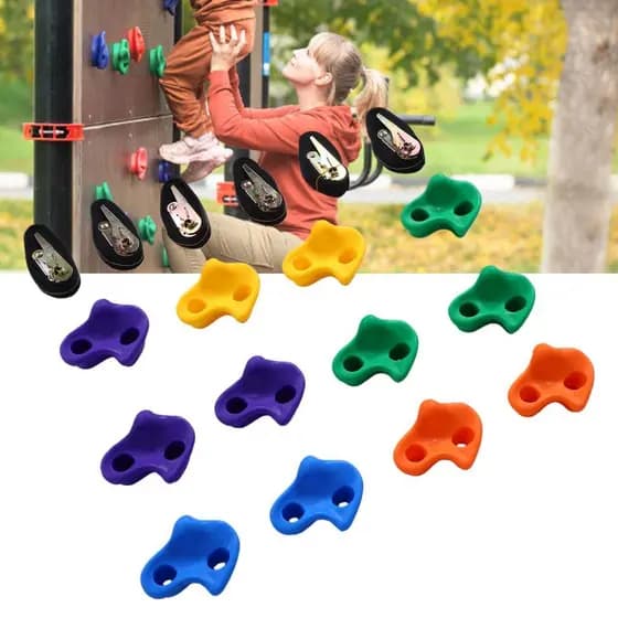 12 peças de parede de rocha para escalada, portátil, múltiplas cores, para sala de crianças, sala de jogos, instalação