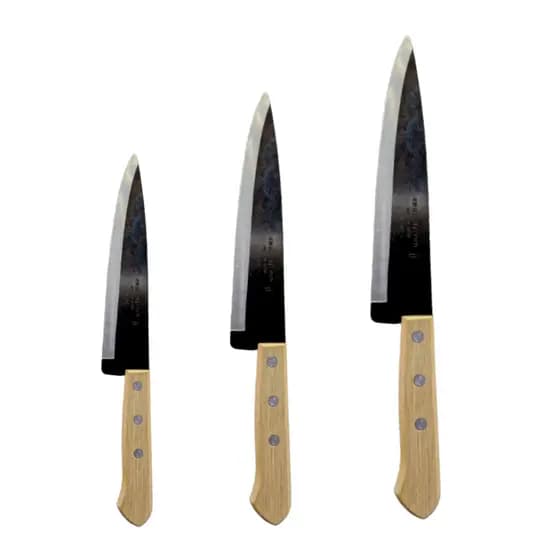 Kit Faca Carbono Peixeira Cabo Madeira N° 5 6 7 Tramontina