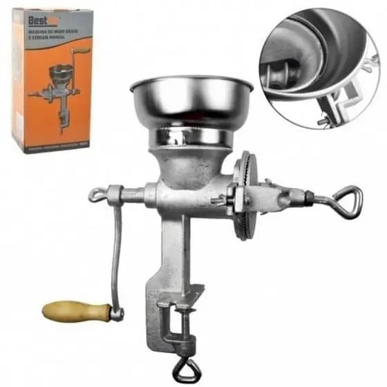 Máquina De Moer Café Soja Cereais Grãos Manual Desmontável Cor Prateado