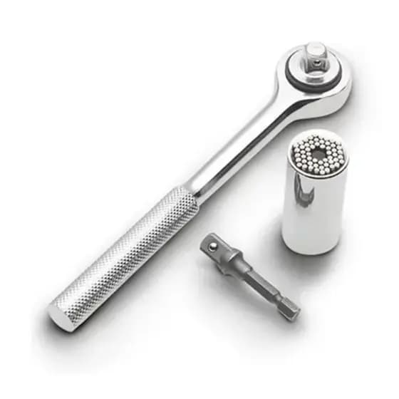 Kit Soquete Universal Chave de Boca Com Catraca 7 A 19mm