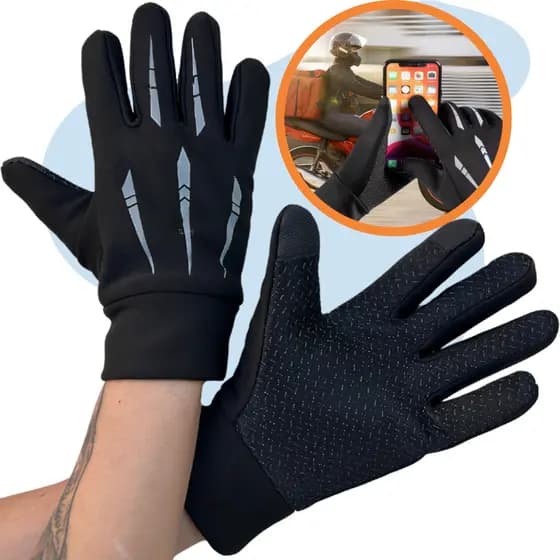 Luva Térmica Reforçada para Moto Bicicleta Motociclista com Touch para Mexer no Celular