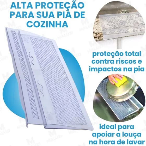Protetor de Pia Transparente com encaixe na pedra protetor de pia panelas -ANTI RISCOS