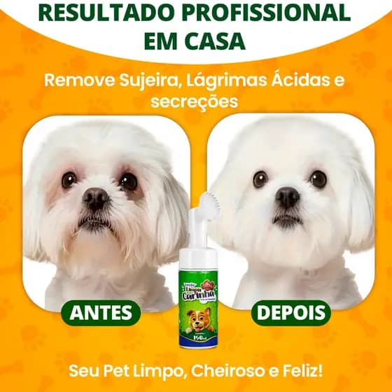 Kit 2 Espuma Limpa Carinha Pet Tira Manchas Lágrima Ácida Cães e Gatos 🐶 Limpeza Profunda Sem Enxágue