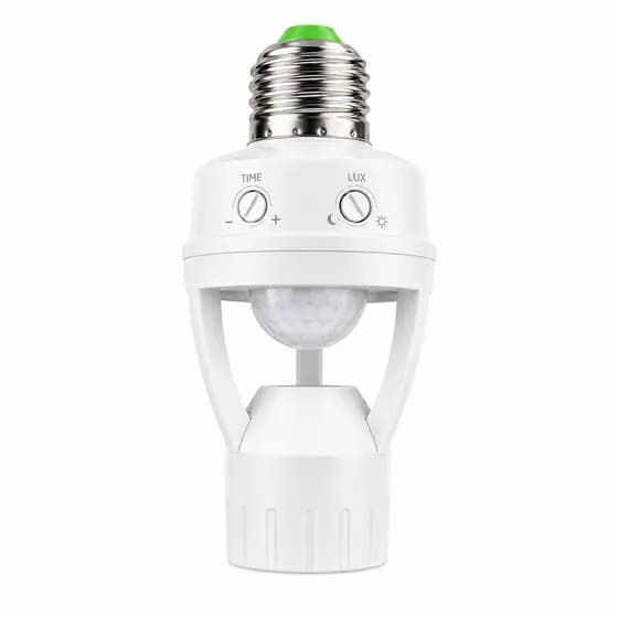 Sensor de Presença Movimento E27 360° Até 6 Metros Luz Acende Sozinha Ao Detectar Movimento