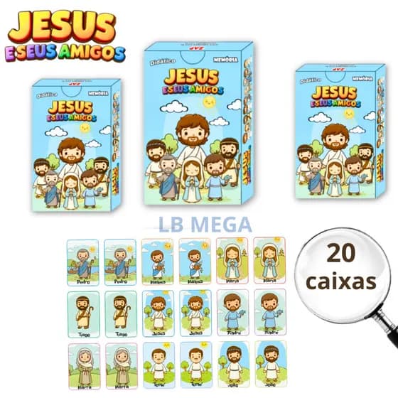 Kit 20 Jogos da Memória Jesus e Seus Amigos Discipulos Apóstolos Festa Igreja Biblico Lembrancinha