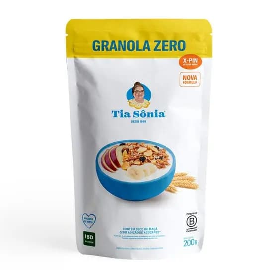 Kit 2 Granola Light Zero Açúcar Uva Banana X-Pin 200g Tia Sônia