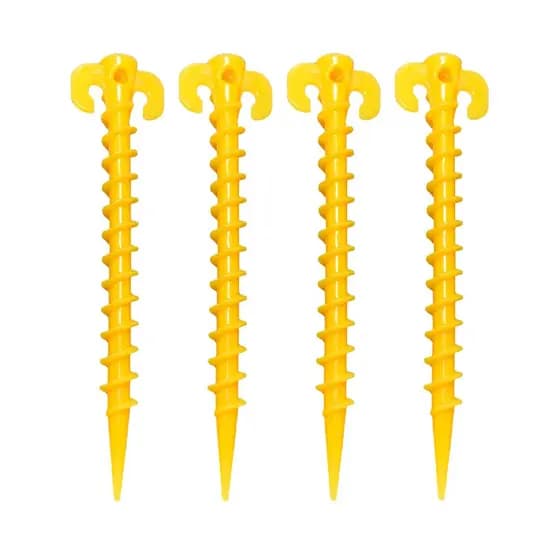 KIT 04 Estacas 20CM P/ Barraca Camping Gramado Gazebo Beach Tenis Guarda-sol Tenda C/ Rosca 10mm