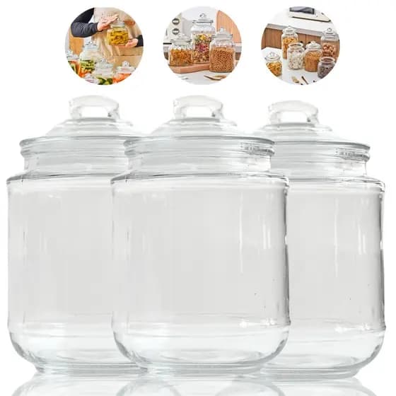 KIT 3 POTE DE VIDRO grande COM TAMPA HERMETICA bolacha 1.4L pote para biscoitos bolacha arroz temperos, sabao em pó veda