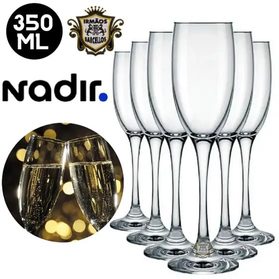 Conjunto De Taças De Champanhe Modelo Imperatriz 190ML - Taças De Vidro Para Champagne Espumante Utensílios De Cozinha Nadir