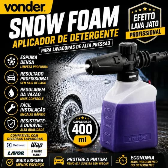 Aplicador de Detergente para Lavadora Alta Pressão Snow Foam Compatível Wap Electrolux Vonder
