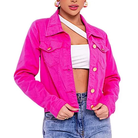 Jaqueta Feminina Pink Rosa e Colorida | Jeans | Brim | Denim