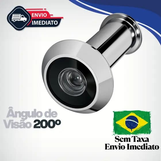 Olho Magico Visor para Portas e Portões Latão Cromado Ângulo Visão 200º