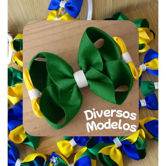 Laço de Cabelo Copa do Mundo Brasil 2026 Tiara Diadema Arco Infantil Menina Futebol Verde e Amarelo Azul