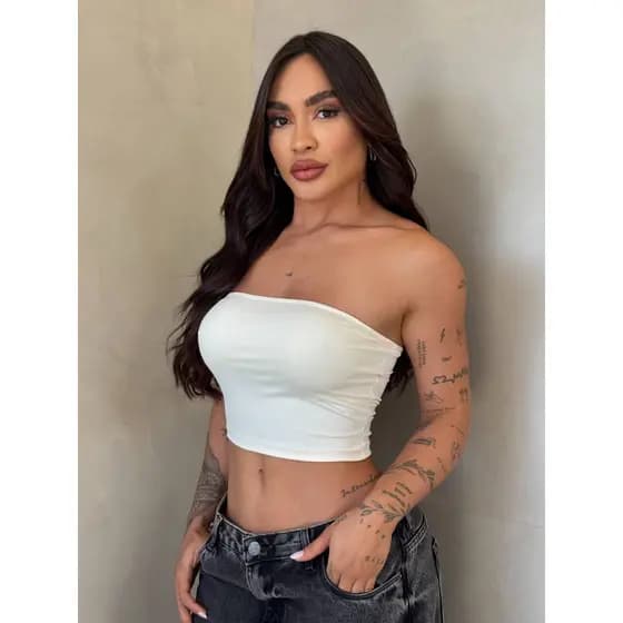 Top Cropped Feminino Tomara que caia Com Alcinha ou Sem Suplex Duplo