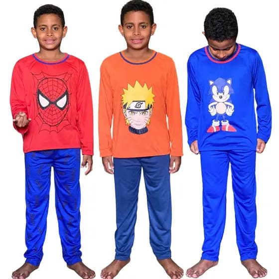 Pijama Masculino Infantil / Roupa de Dormir / Pijama Manga Longa / Roupa de Dormir