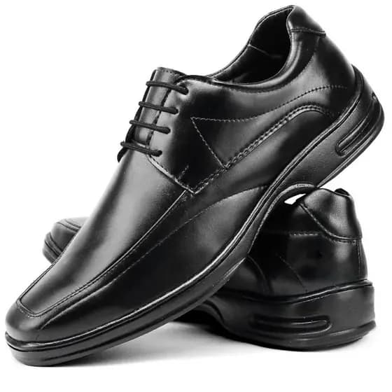 Sapato Social Masculino Conforto Bico Quadrado Preto Festa