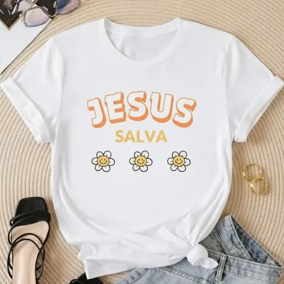 Camiseta Feminina Cristã 100% Algodão T-Shirt Blusa Evangelica Cristo Jesus Fé Gospel