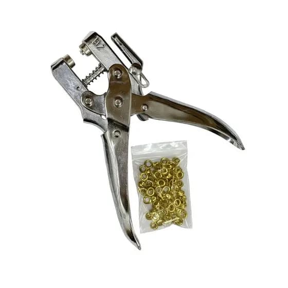Kit De Alicate Aplicador De Ilhós Com 100 Ilhoses Ideal Artesanato e Costura