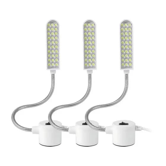 Kit com 3 Luminárias para Máquina de Costura Y-20A Haste Flexível 360 imã Botão liga/desliga Bivolt