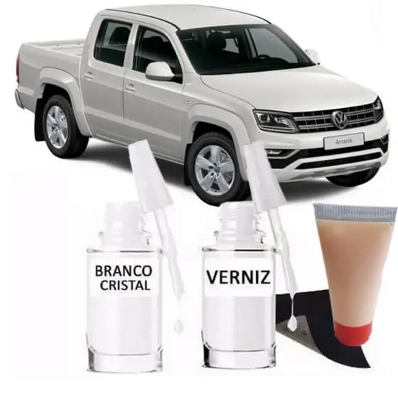 Tinta Tira Risco Automotivo Amarok Cor Branco Cristal + Cera De Polir 15ml Para Polimento