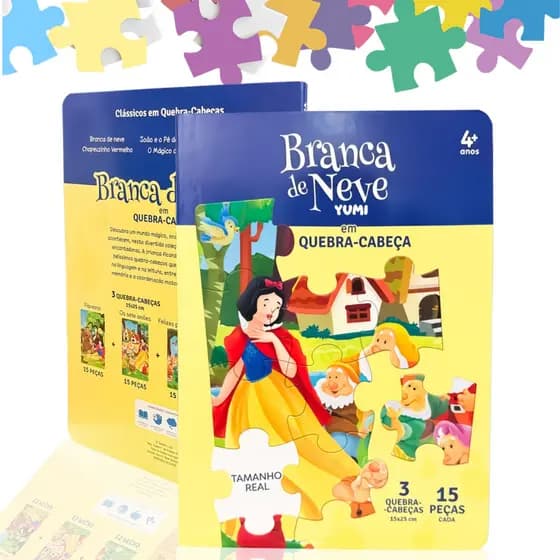 Livro: Branca De Neve | Leitura Ilustrada Para Crianças + Quebra-Cabeças Grande - Folhas E Capa Dura