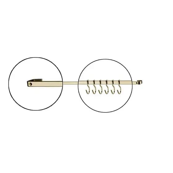 Barra de utensilios aéreo cozinha 45cm 6 Ganchos Dourada Future 2411DD