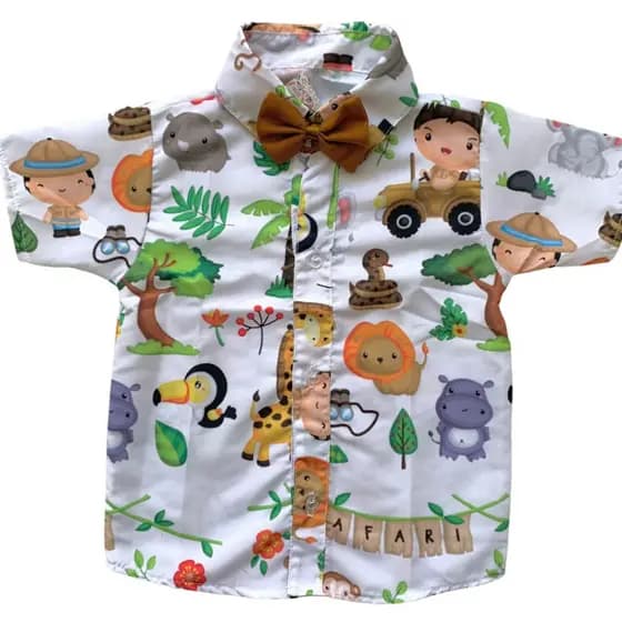 CAMISA SAFARI BRANCO infantil para menino