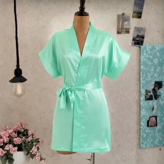 Robe Roupão Cetim Sem Bordado Noiva Madrinha Mãe da Noiva Salão Casamento Formatura Debutante