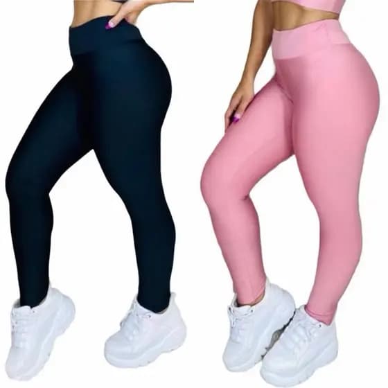 kit 2 Leggings Suplex Kit 2 Calças Fitness Feminina ZERO TRANSPARÊNCIA