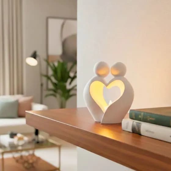 Escultura minimalista para decoração de casal, a Luz que nos Une | Amor