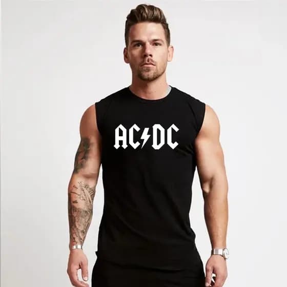 Regata Masculina Machão Longline ACDC Banda Rock Fitness Camiseta Academia