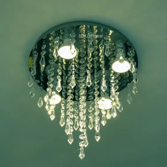Lustre em Acrílico Modelo Torre Com 40cm de Altura Base De Inox Redonda com 30cm De Diâmetro