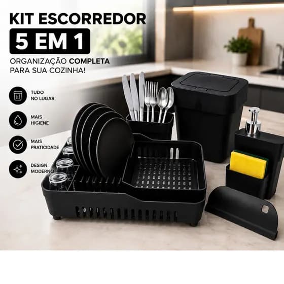 Kit Completo Escorredor Porta Pratos Copos Talheres Secador Organizador De Pia Cozinha