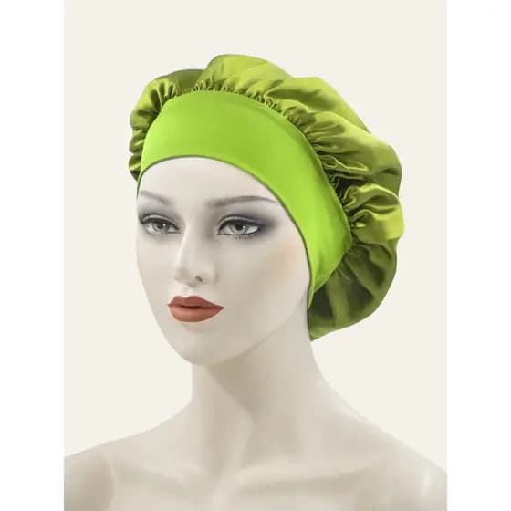 Touca de Cetim Antifrizz - VERDE LIMÃO - Tratamento Capilar Sono de Beleza
