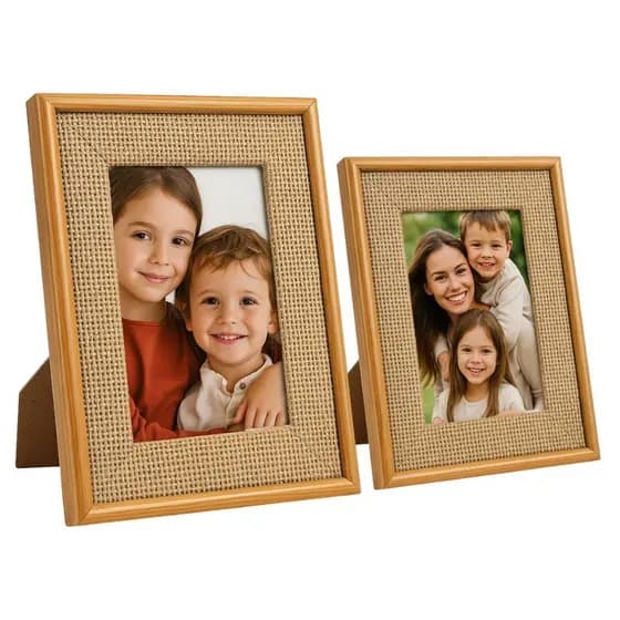 Kit 2 Porta Retratos Tecido Trançado Mdf 10x15 & 15x20 - Collection