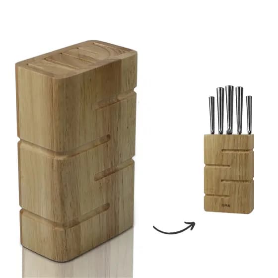 Lumai Cepo Madeira 5 Facas Suporte Organizador Porta Bloco Cozinha Bancada Pinus Carvalho