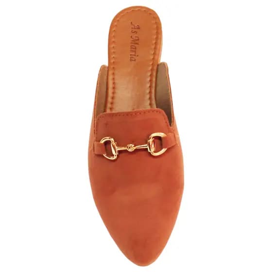 Mule Feminino Nobuk Aveludado Caramelo, Pink com Enfeite ABS, Confortável, Num. 34 ao 44
