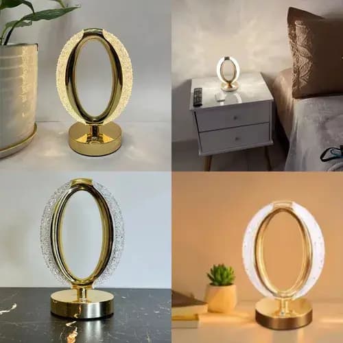 Luminária Led Oval Mesa Luz Ajustável Com Usb Design Moderno
